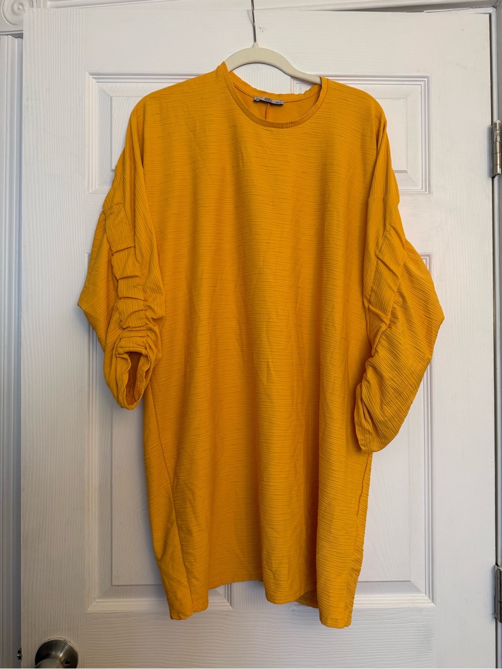 Zara Mustard Yellow Crewneck Long Sleeve Cozy Tunic Top/Shirt